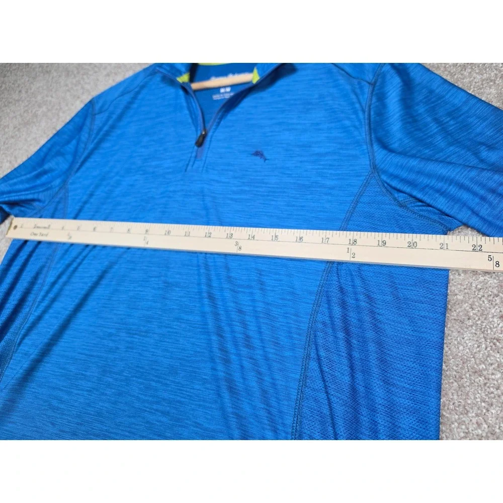 Tommy Bahama IslandZone Mens Blue Heathered Quarter Zip Pullover Shirt Medium